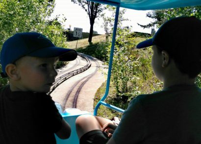 Kids on the train ride at Calaway Park
