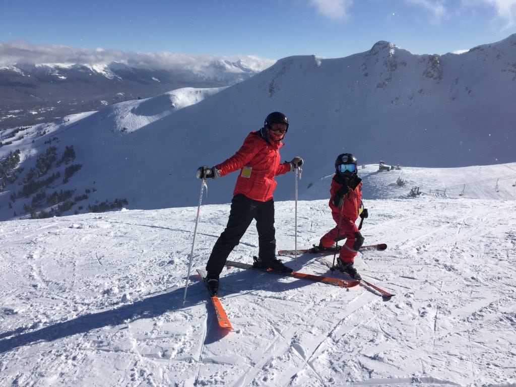 Family skiing at Marmot Basin in Jasper