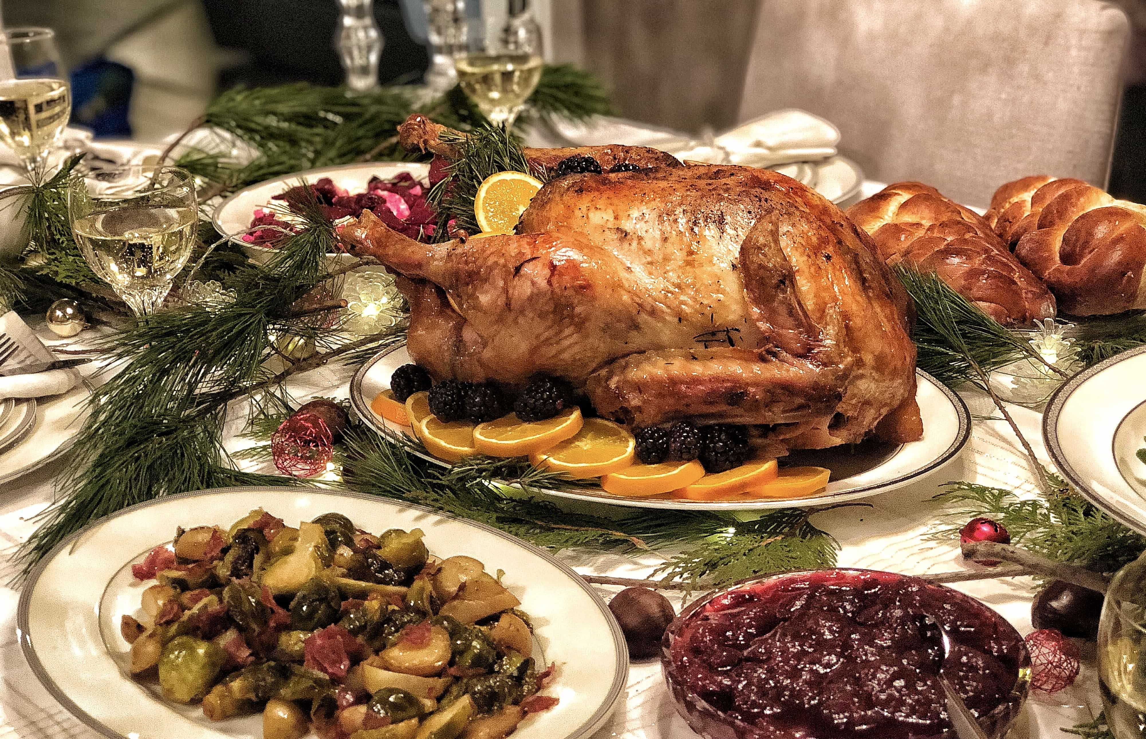 Turkey dinner on the table