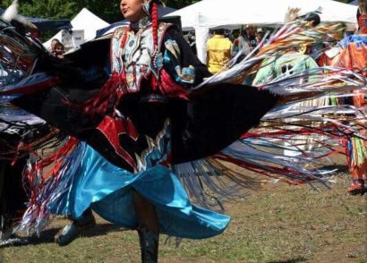 Ribbon dancer in motion