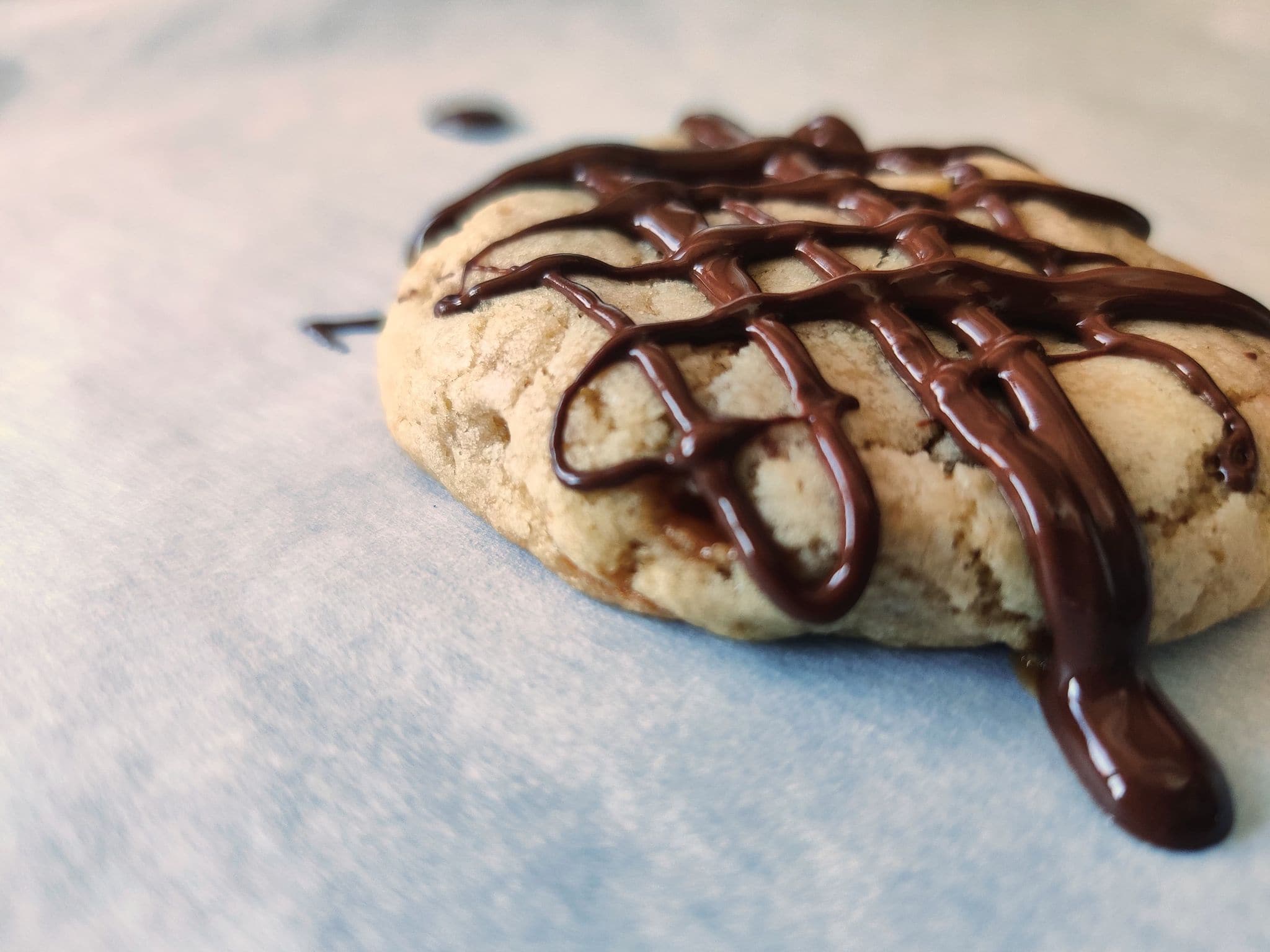 Bacon Skor Cookies with Chocolate Drizzle