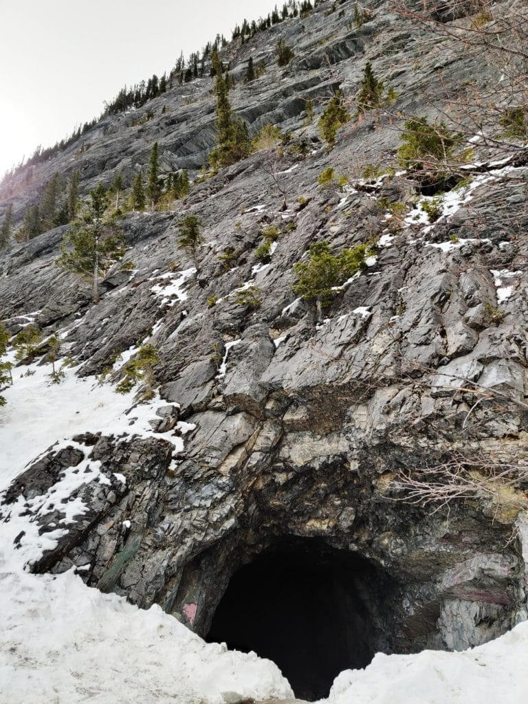 Entrance to the Heart Creek Bunker in winter