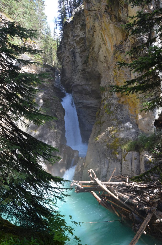Johnson Canyon waterfall in Banff National Park