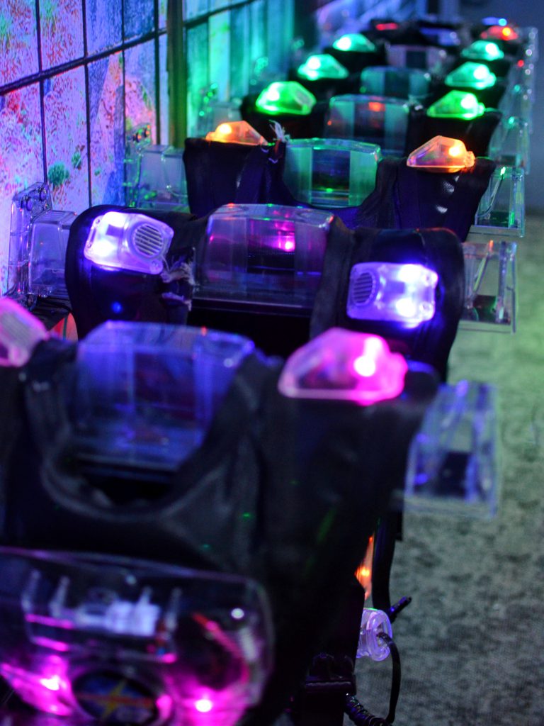 Laser tag vests in the armory at The Alley YMM