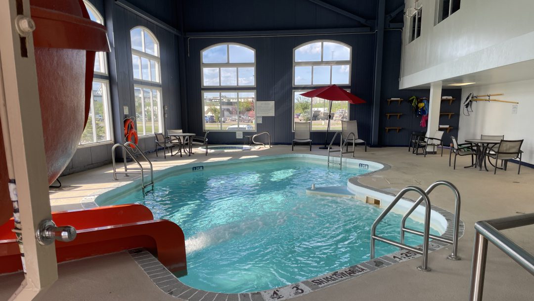 Hotel pool and water slide at Radisson Hotel & Suites Fort McMurray