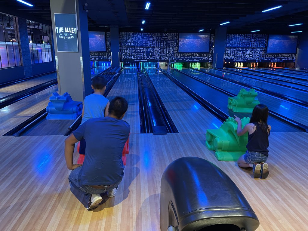 5-pin bowling with child's assistance dinos at The Alley YMM