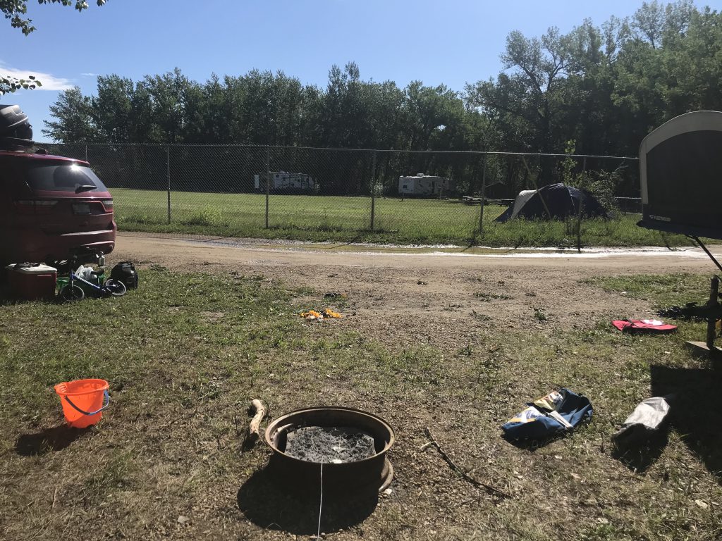 The ball diamond in Badlands Campground Drumheller