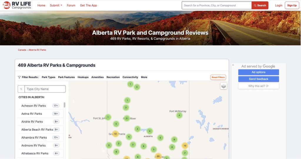 Best Sites to Find Campgrounds in Alberta