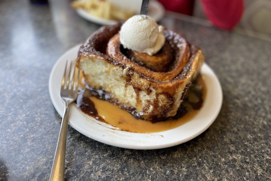 Giant cinnamon bun at Roy's Diner in Claresholm.